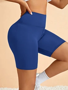 Easithlete Easithlete 女款純色高腰休閒百搭日常旅行運動短褲 - Brilliant Blue - 查看 3