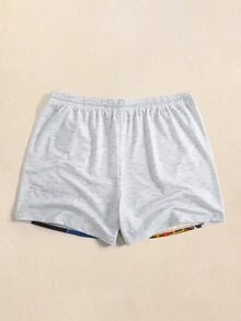 SpongeBob SquarePants | SHEIN Men's Plus Size Cartoon Print Casual Daily Shorts - Grey - View 2