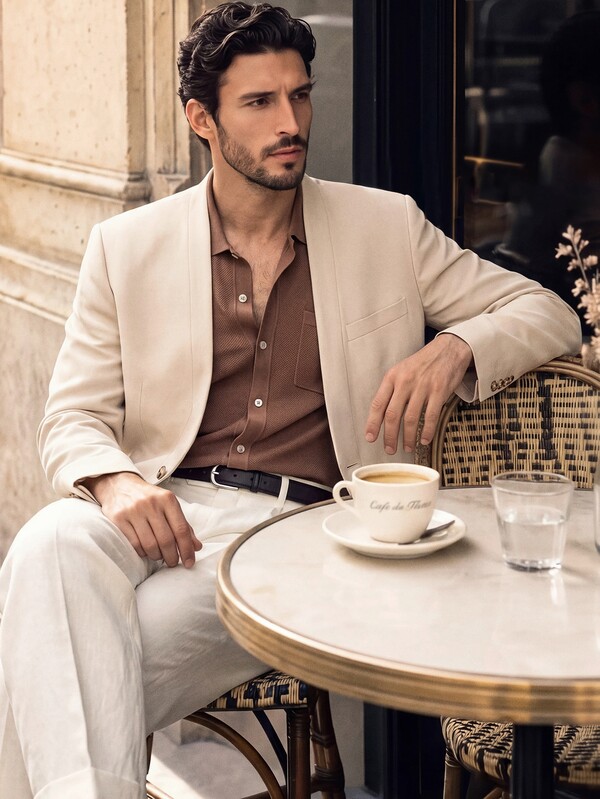 Suiteron Men's Solid Color Long Sleeve Casual Versatile Blazer Jacket