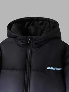Tween Boys Gradient Digital Print Hooded Padded Padded Coat, Soft Comfortable Fabric, Sunny Handsome Style, Suitable For Autumn/Winter, Outdoor - Blue - View 3