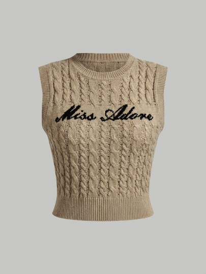 SHEIN MOD Plus Size Letter Print Sleeveless Knit Top