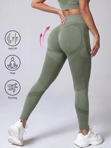 Slayform Slayform Women's Solid Color High Waist Casual Versatile Daily Wear Leggings - Green - View 1