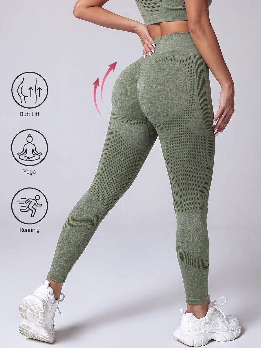 Slayform Slayform Women's Solid Color High Waist Casual Versatile Daily Wear Leggings - Green - View 1