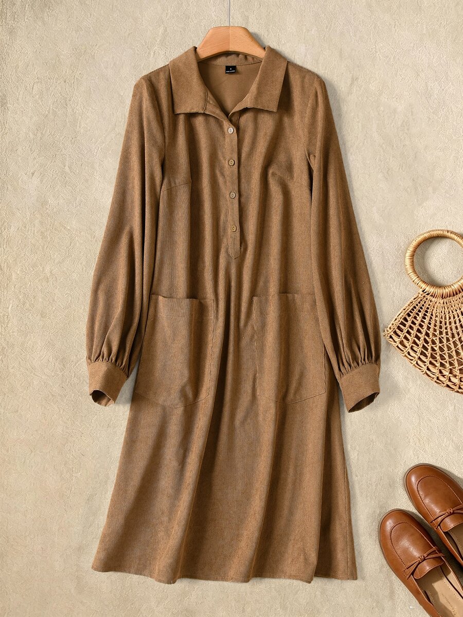Rusticease Women's Solid Color Casual Daily Summer Dress - Rust Brown - View 1