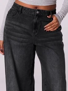 MUSERA Low Waist Plus Size 90's Y2k Jeans Streetwear Casual Cute Everyday Office Work Everyday Chic - Black - View 5