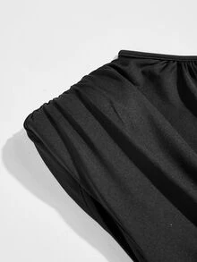 Poshavie Poshavie Plus Size Women's Fashion Ruched Jumpsuit, Elastic Fabric Waist-Cinched Slimming Design, Versatile For Party, Outing, Photography And Travel - Black - View 7