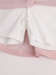 SHEIN 青少年女孩秋季服飾 粉色蝴蝶結裝飾百褶迷你裙，甜美A字百褶裙附鬆緊腰頭，百搭校園風 - 粉色 - 查看 5