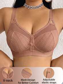 DesireSculpt Plus Size Wireless Bra, 1pc - Coffee Brown - View 4