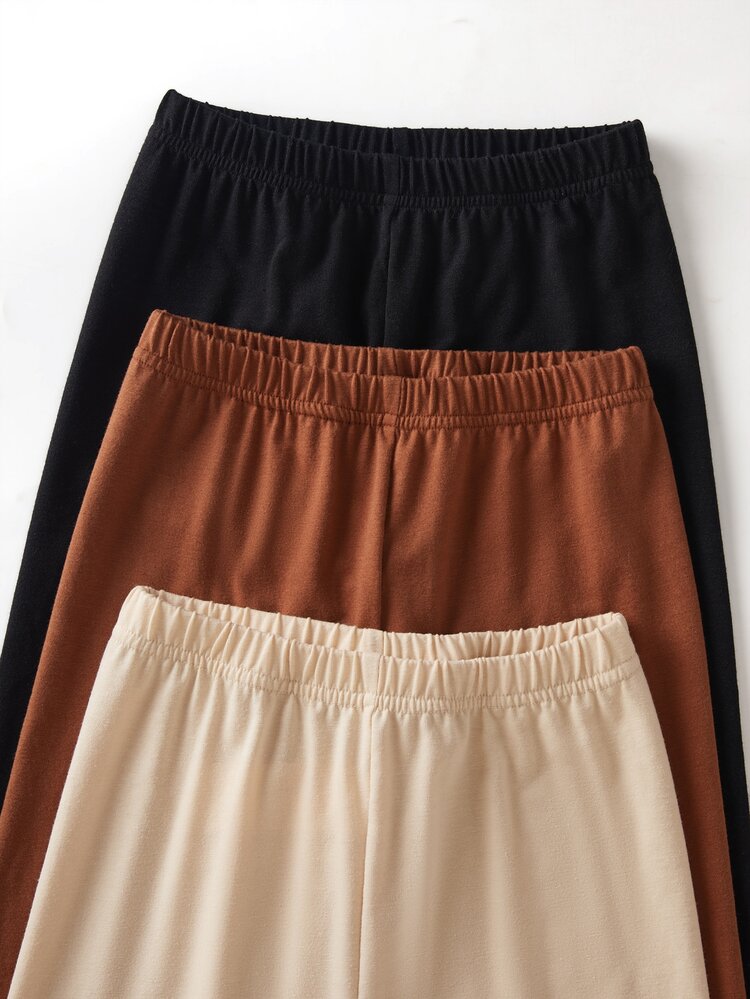 Tween Girl Solid Color Elastic Waist Casual Versatile Leggings Autumn/Winter - Multicolor - View 4