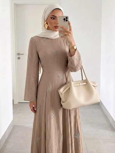 Solavon Vestido con bordado floral para mujer