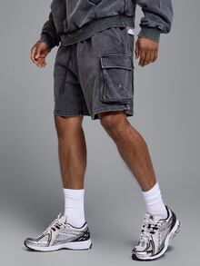 Musero Sport Polyside Cargo Pocket Short Long Line Elasticated Waist Raised Logo Spring Summer Sports Activewear - Grey - View 4