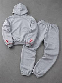 ROMWE MEN Men's Hoodie And Sweatpants Casual Daily Outfit Set - Grey - View 2