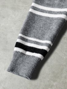 SHEIN 男士拼色圓領寬鬆休閒毛衣，青少年適用 - 彩色 - 查看 4