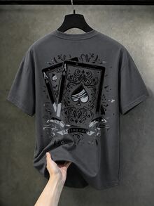 Manfinity Homme Men's Plus Size Letter Print Casual Daily Wear T-Shirt - Dark Grey - View 6