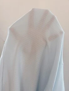 Snug Reverie فستان نوم نسائي بحجم قياسي بلون موحد وأكمام طويلة، مزين بحافة دانتيل زهرية على الياقة، بأسلوب رومانسي منعش، مناسب للارتداء في المنزل والخارج - أزرق فاتح اللون - مشاهدة 7