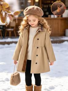 SHEIN Elladie kids 女童冬季休閒百搭保暖內裡夾克 - 彩色 - 查看 3
