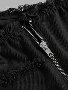 SHEIN MOD 女款不對稱下擺牛仔抹胸黑色鈕扣裝飾上衣 外出上衣 夜店之夜 夏季性感 - 黑色 - 查看 4