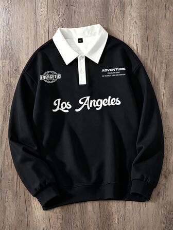 OlaRiff Sudadera de cuello con botones para hombre