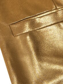 Manfinity AFTRDRK Men's Luxurious Party Gold Single-Breasted Suit Vest, The Perfect Gift For Holidays - Gold - View 6
