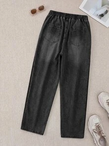 EMERY ROSE EMERY ROSE Quần jean denim túi cài cúc thời trang du lịch size lớn - màu đen - Xem 3