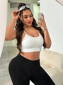 SHEIN Sports Plus Size Seamless High Elasticity Sports Yoga Bra - White - View 4