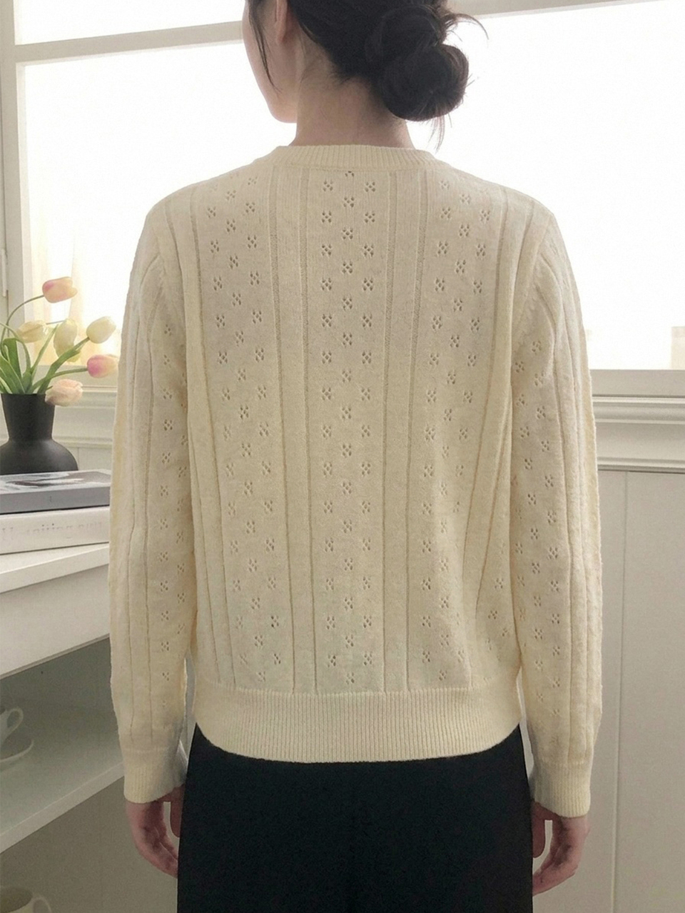 Hollow Out Fitted Camisole Loose Jacquard Embroidered Long Sleeve Cardigan Casual Holiday Korean Style Girl Autumn/Winter Sweater 2-Piece Set For Women