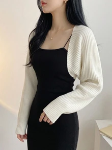 DAZY 女款素色休閒百搭日常長袖開襟衫 秋季 - 白色 - 查看 6