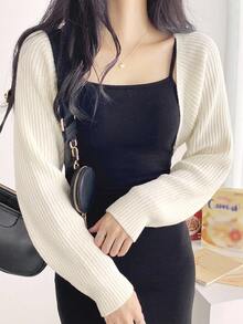 DAZY 女款素色休閒百搭日常長袖開襟衫 秋季 - 白色 - 查看 3