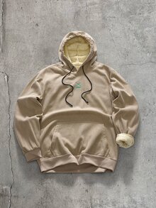 AXEPEAK Men's Casual Versatile Thermal Lined Hooded Pullover Sweatshirt - Apricot - View 3