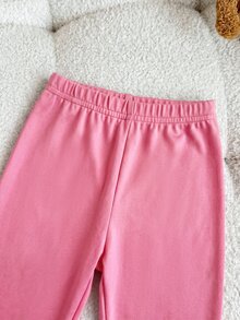 SHEIN 女嬰雛菊條紋圓領長袖衛衣與內搭褲休閒套裝 - 藍色 - 查看 6
