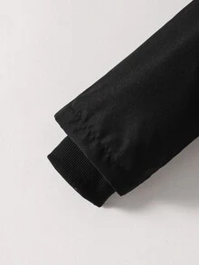 SHEIN 男童棉質加厚外套，黑色與軍綠色拼接連帽毛領填充外套，適合冬季與戶外穿著 - 軍綠色 - 查看 7