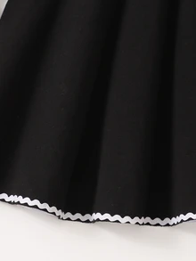 SHEIN Souflis 女童拼色休閒日常夏季旅行洋裝 - 黑色 - 查看 6