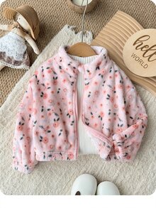 SHEIN 新生兒花卉毛茸茸外套 - 粉色 - 查看 6