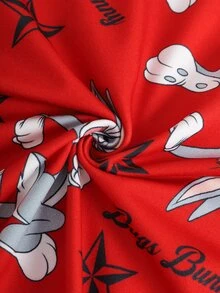 LOONEY TUNES X SHEIN 青少年男孩卡通印花居家服套裝 - 紅色 - 查看 7