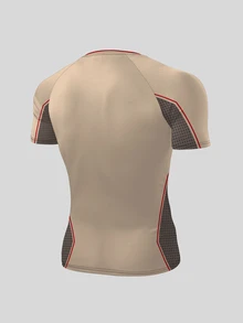 GymBeat Men's Bull Head Print Colorblock Slim Fit Versatile Casual Sports T-Shirt - Multicolor - View 2