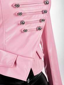 Amplova Jaket Tenun Wanita Napoleon Element Warna Pink - Berwarna merah muda - View 9