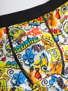 SpongeBob SquarePants | SHEIN Young Boy Letter Print Colorblock Casual Everyday Boxer Briefs - Multicolor - View 5