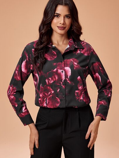 Glamance Women's Floral Print Casual Daily Wear Blouse