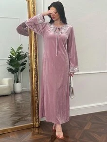 Yasmyna Women's Elegant Sequin & Beaded Decorated Arabian Dress - Pink - View 6
