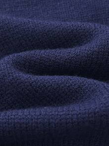 SHEIN 女嬰刺繡針織毛衣與寬腿褲2件套－可愛深藍色秋季休閒套裝，適合冬季親子穿搭 - 藏蓝色 - 查看 5