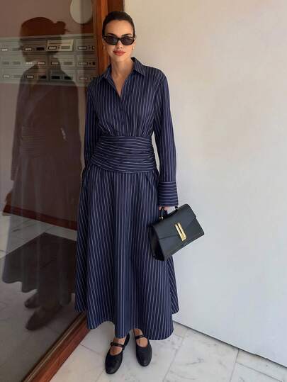 Siren Gaze Vestido de rayas de moda para mujer para ir al trabajo