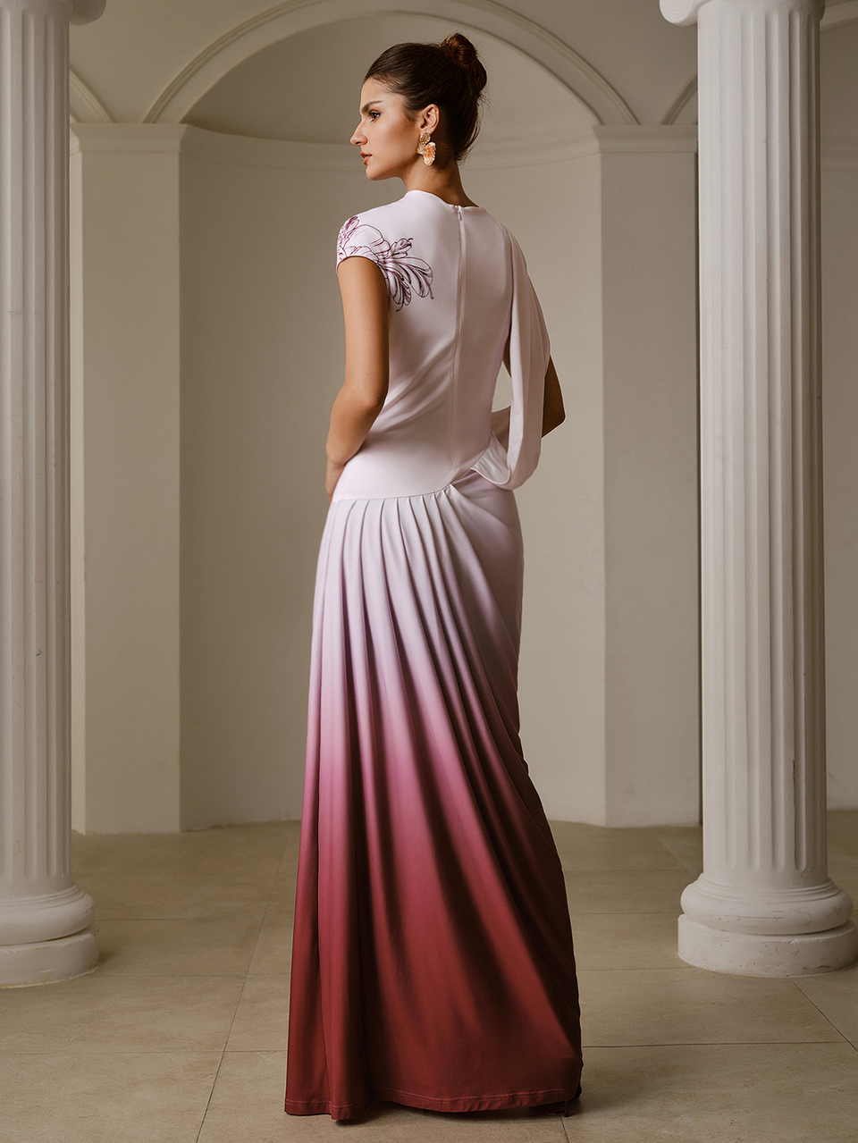ZEYLAH Vestido midi casual de fiesta con degradado de color para mujer