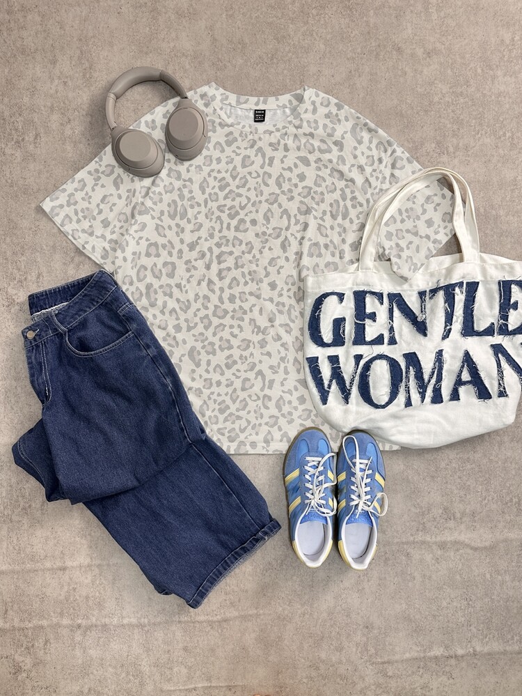 Attitoon Leopard Print Design, Suitable For Summer Casual, Streetwear, City Outings, Music Festivals And Beach Vacations. Plus Size Casual Minimalist Round Neck Short Sleeve T-Shirt Suitable For Summer - White - View 8