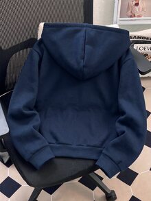 SHEIN 青少年女孩連帽外套 Y2K 風格 2000年代女孩連帽衫 返校季女孩外套 - 藏蓝色 - 查看 2
