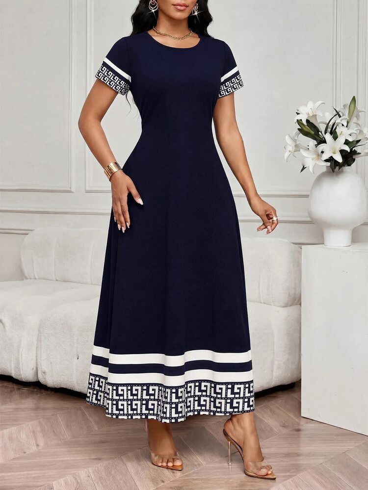 SHEIN Lady Plus Size Dresses - Navy Blue - View 5