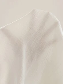 Snug Reverie Fresh Pure White Pleated Texture 2 Pieces Pajama Set, Ruffle Cuff Detail, Comfortable Loose Slouchy Loungewear - Beige - View 7