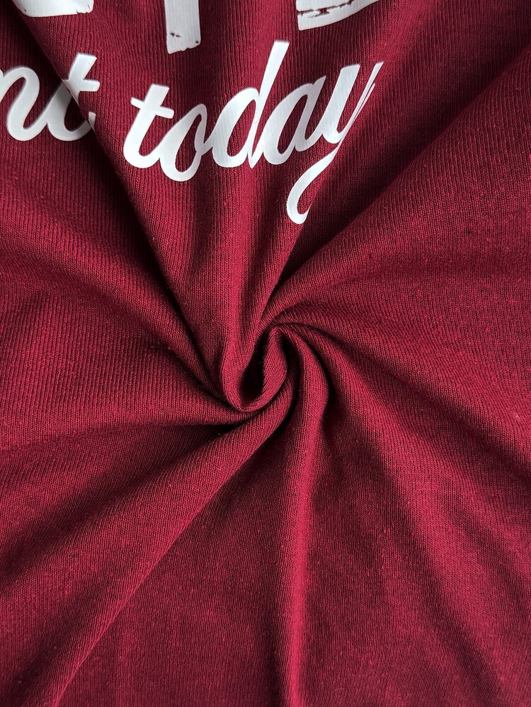 SHEIN Women Burgundy Graphic Slogan Print Long Sleeve Soft Nightgown - Burgundy - View 5