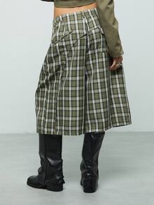 COUREZ 女款大廓型格紋牛仔短褲 夏季度假/街頭休閒/Y2K/休閒音樂節穿搭 - 彩色 - 查看 3