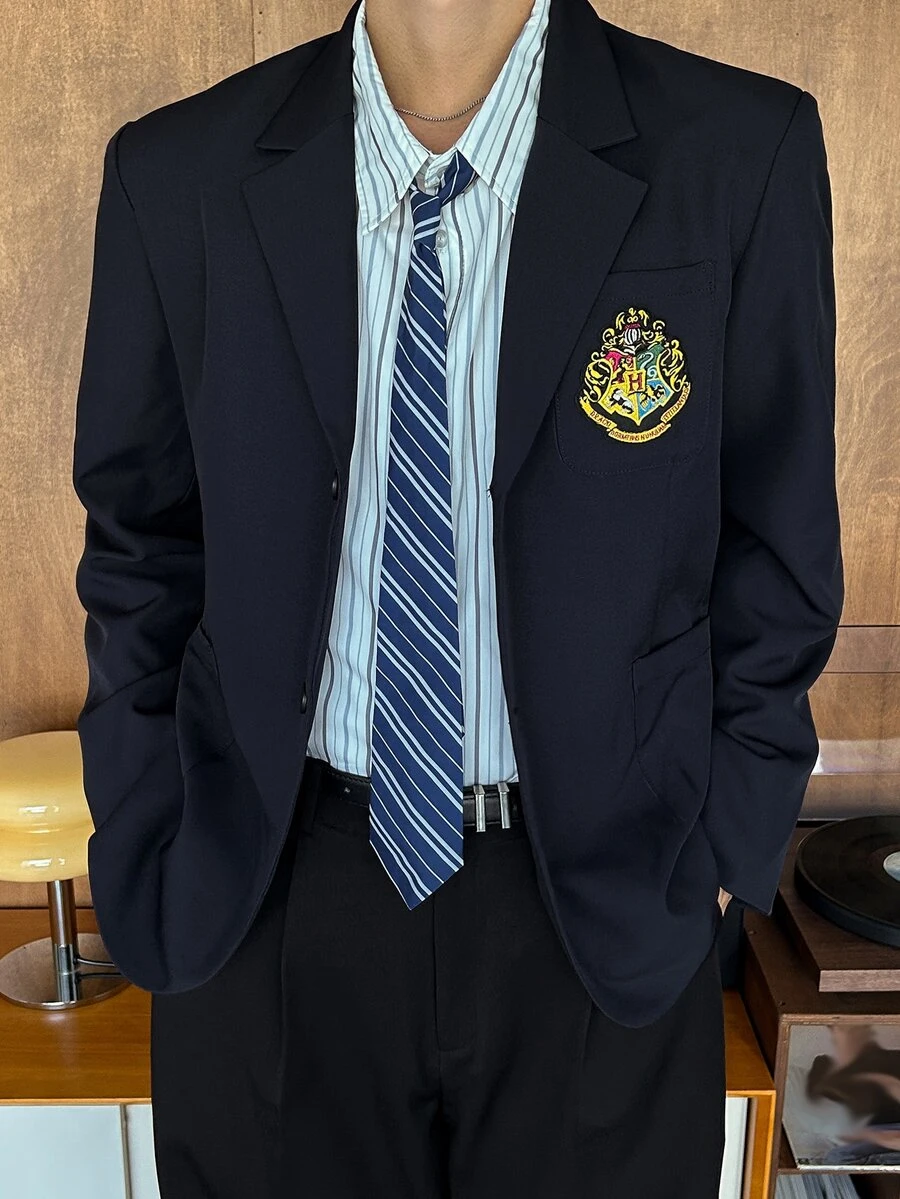 DAZY 男士缺口領休閒百搭通勤旅行西裝外套 - 藏蓝色 - 查看 1