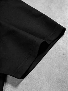 Manfinity EMRG 男士豹紋刺繡黑色短袖T恤 - 黑色 - 查看 6
